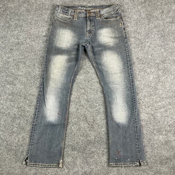 Songs of Freedom Jeans Mens Size 34 Blue Distressed Straight Leg Casual Denim - Picture 3 of 14